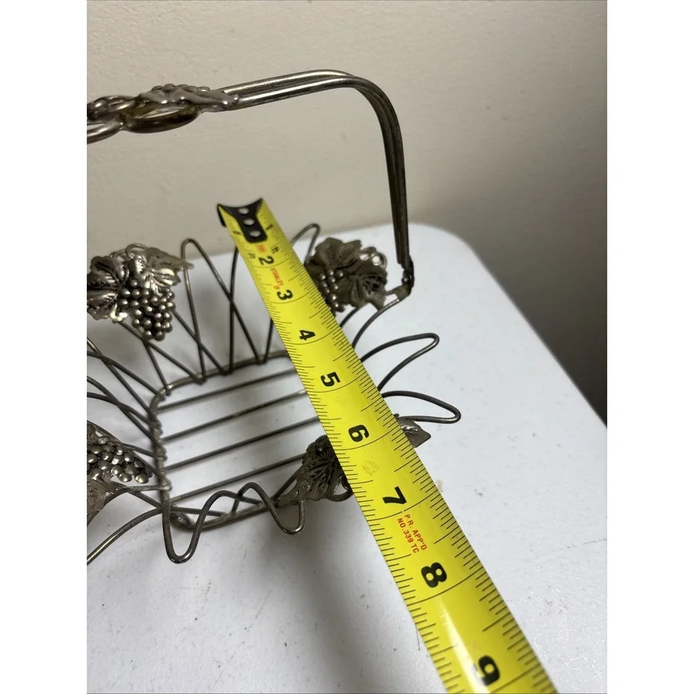 Studio Silversmiths Silver Plated‎ Condiment  Basket W Handle Grapes Leaves